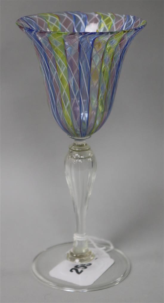 A Venetian glass goblet, H.15cm